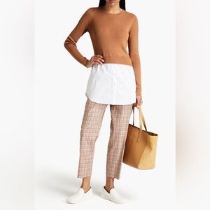 Veronica Beard Rocha poplin-paneled merino wool sweater